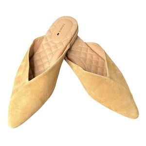 Birdies Women's Tan Suede Mules “The Swan” Flats Size 10